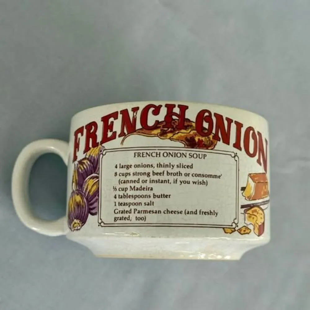 Vintage Recipe Soup Mugs - Set of 2 Split Pea French Onion